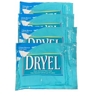 Dryel Refill Cloths Clean Breeze 4 Sheets New Old Stock Sealed Dryer-activated
